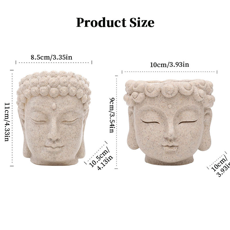 Buddha Head Flower Pot, Small Resin Succulent Planter, Garden Pot Home Office Desk Decoration eprolo