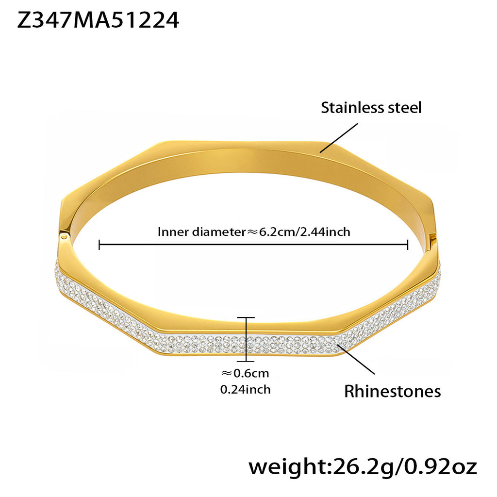 Stainless Steel Ultra-Shiny Full-Crystal Clip Bracelet