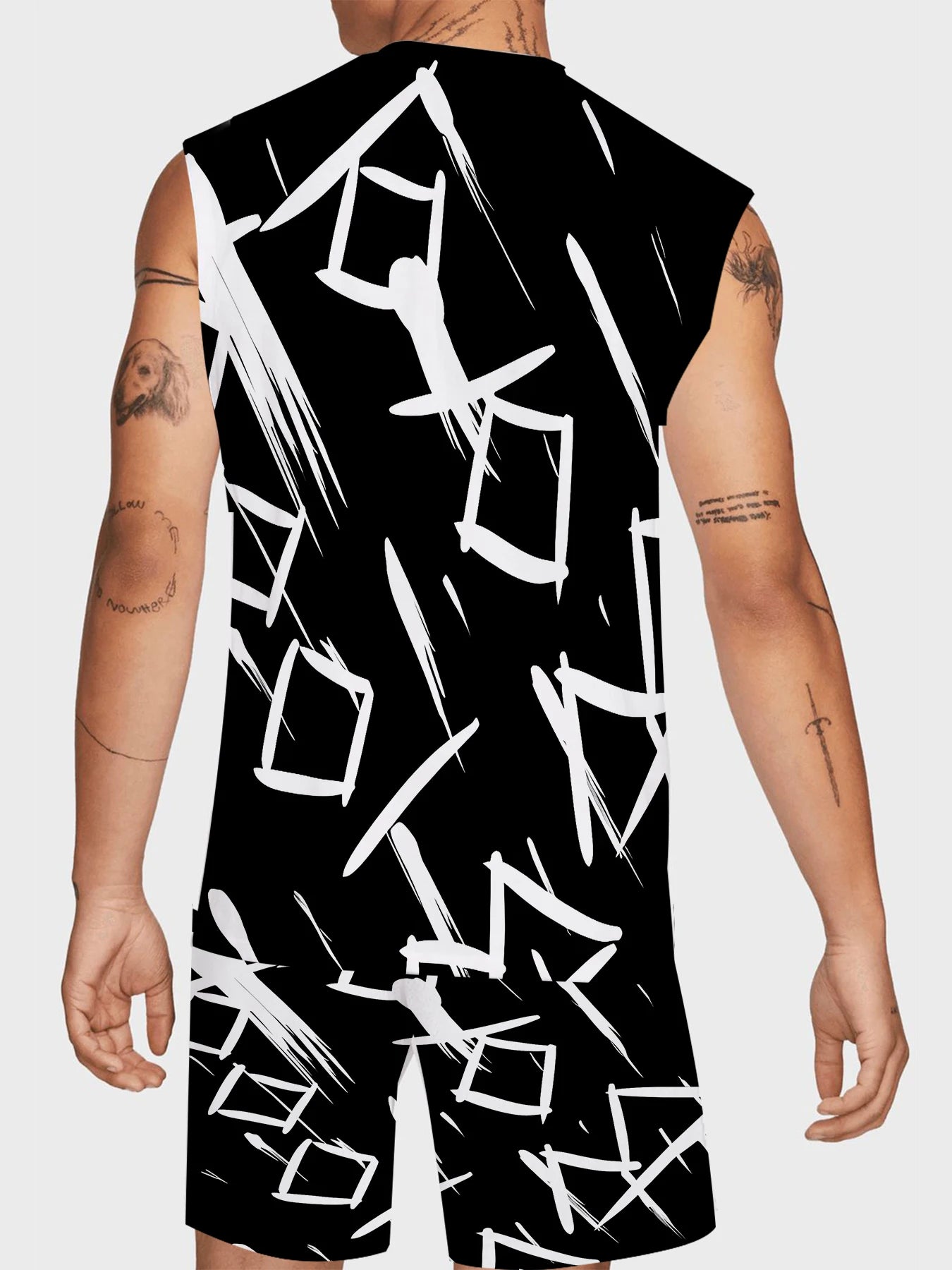 Men's Compression Tank Top and Shorts Set Elastic Polyester Gym Wear Bodybuilding Clothing Standard Fit Rumanglobalcraft