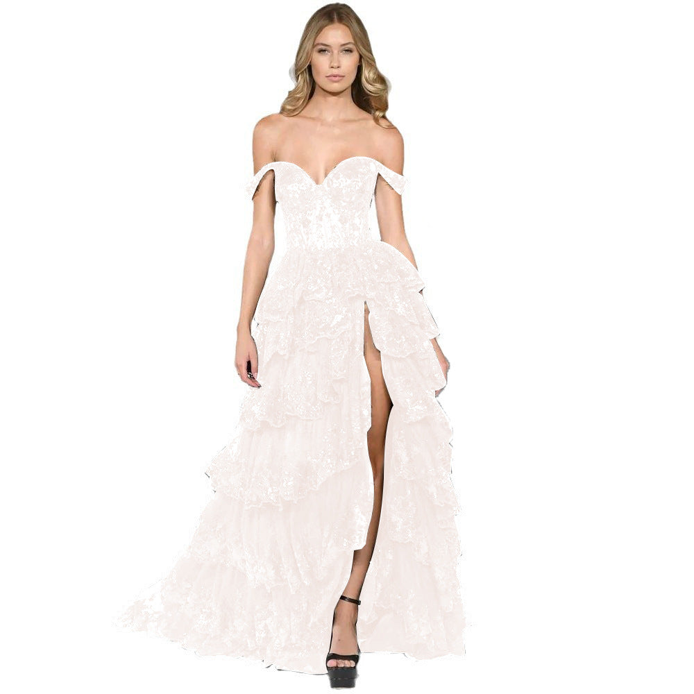 Off-Shoulder Evening Dress with Slimming Fit