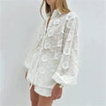 Embroidered shirt shorts set