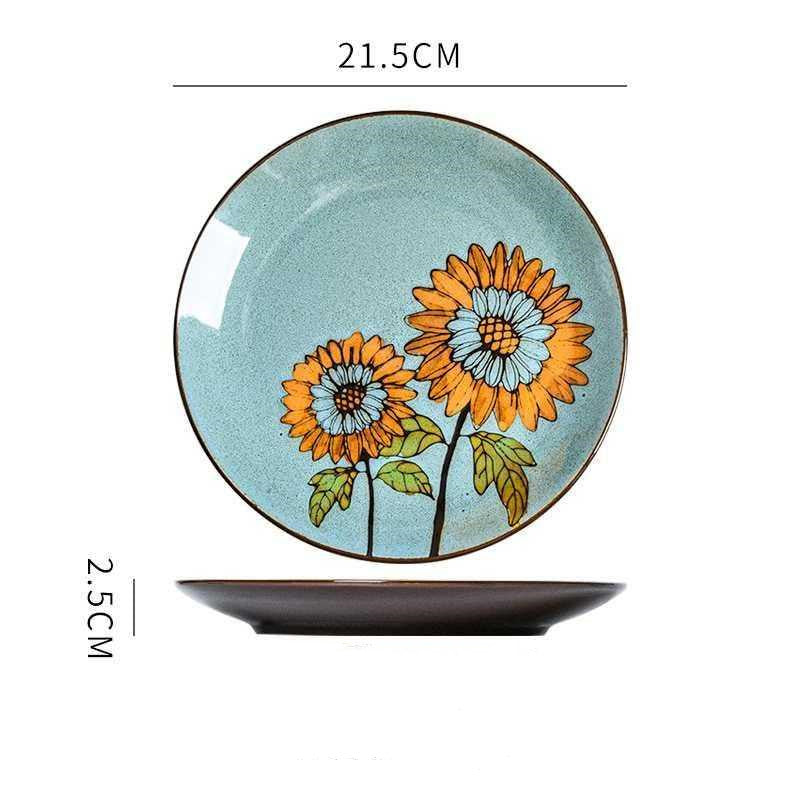 Creative Hand-Painted Ceramic Round Plate for Home Use