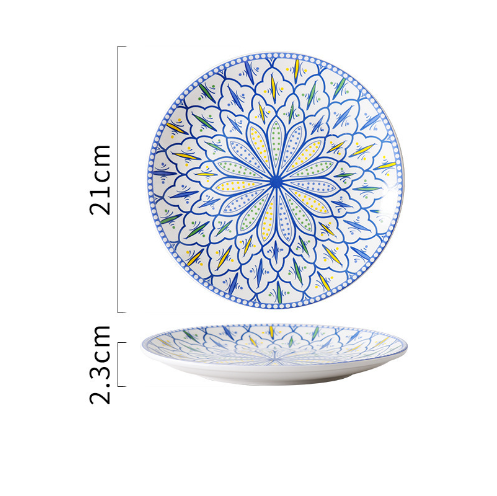 Creative Hand-Painted Ceramic Round Plate for Home Use