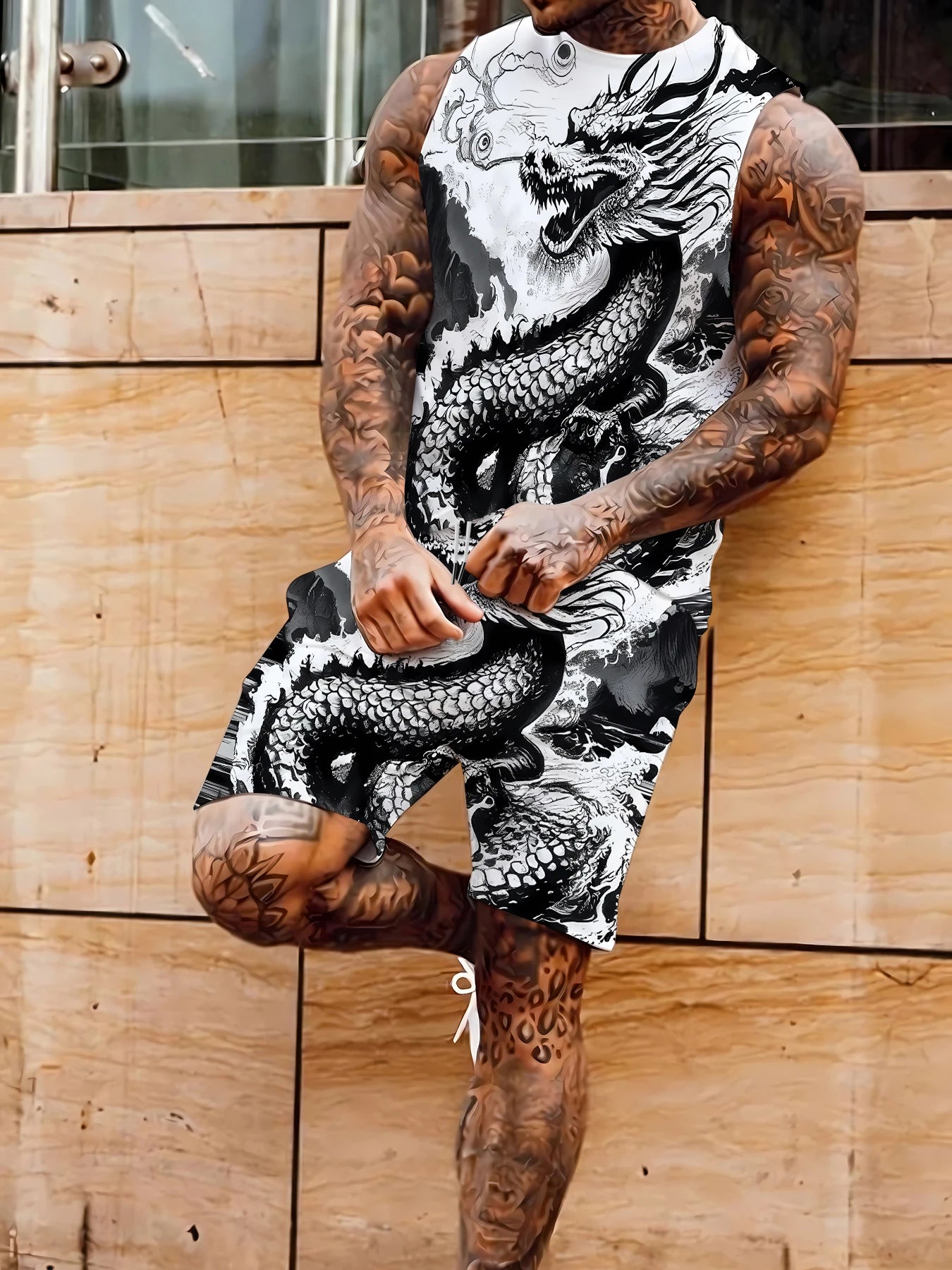 Men's Quick Dry Tank Top and Shorts Set Polyester Athletic Gym Workout 2 Piece Suit Standard Size Rumanglobalcraft