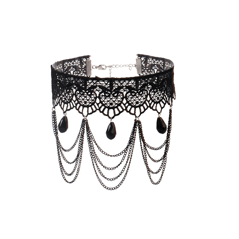 Cross-border Accessories Multi-layer Tassel Lace Collar Gothic Lolita Vintage Choker Necklace