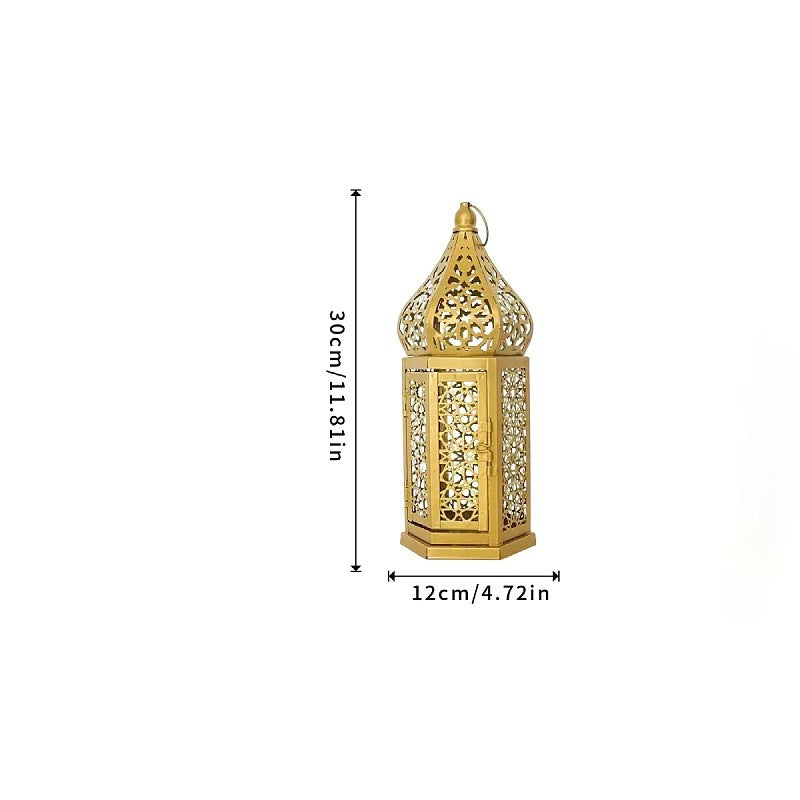 Moroccan Iron Candle Lantern Retro Portable Decor