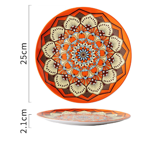 Creative Hand-Painted Ceramic Round Plate for Home Use