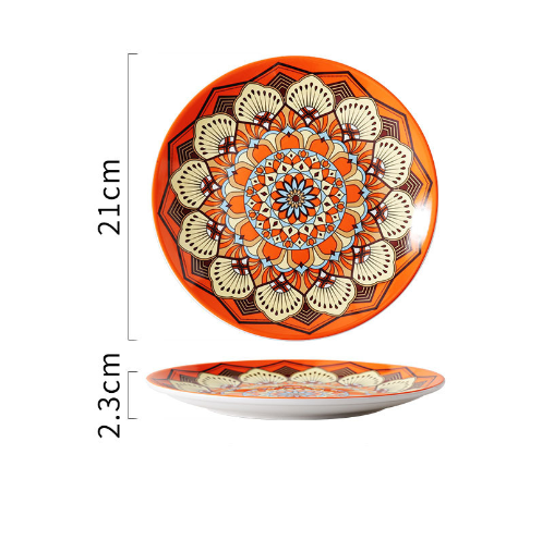 Creative Hand-Painted Ceramic Round Plate for Home Use