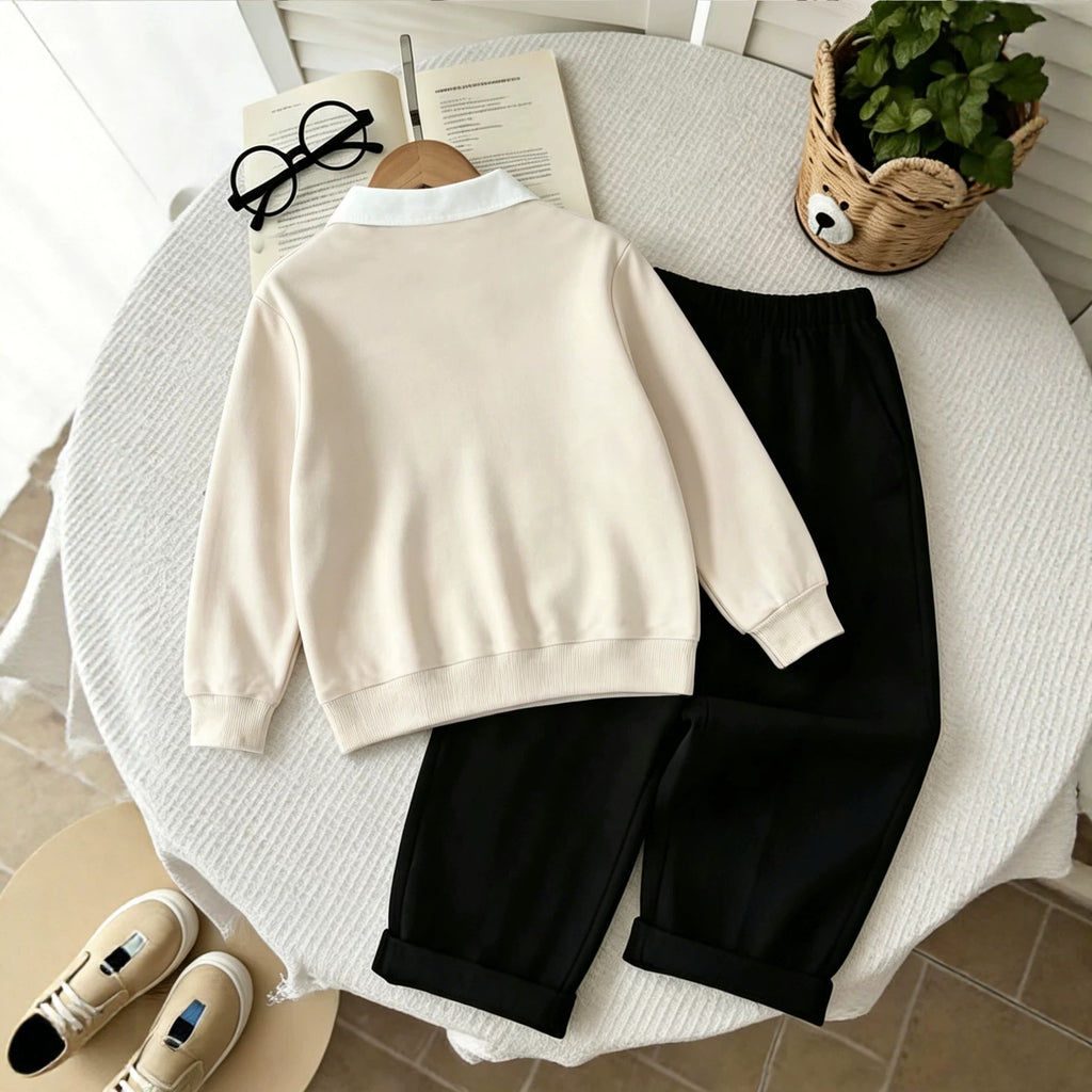 Boy's  Two-Piece V-Neck Sweatshirt Long Sleeve Casual Pants
