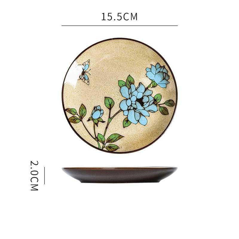 Creative Hand-Painted Ceramic Round Plate for Home Use