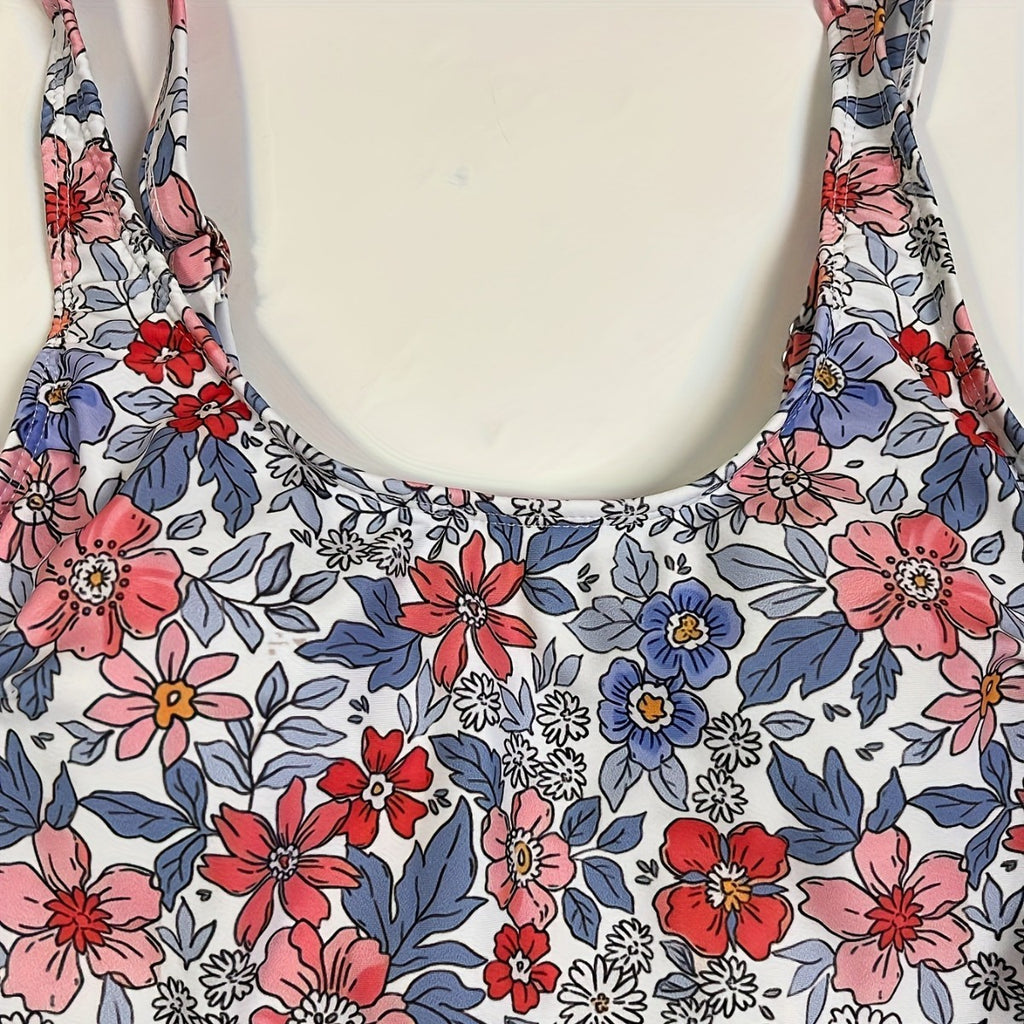 Skirt tie one-piece floral print one-piece swimsuit bikini