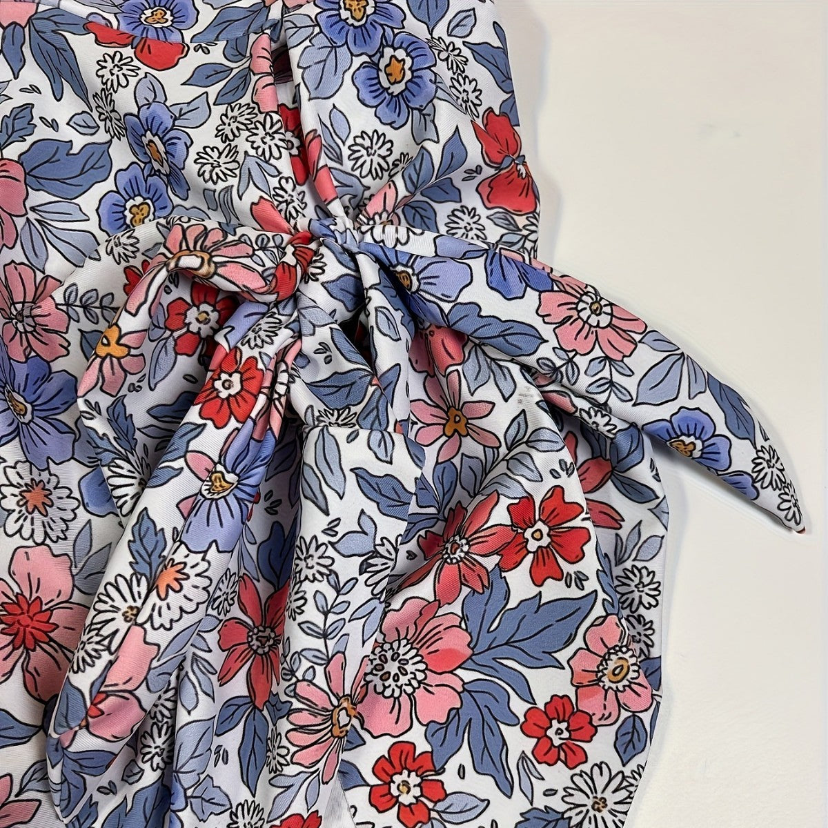 Skirt tie one-piece floral print one-piece swimsuit bikini