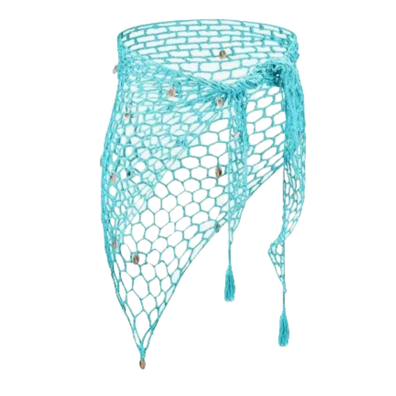 Long Beach Cover-Up Bikini Top for Women, Sexy Swimwear, Hollow-Out Mesh Beach Shawl, Island Style Swim Dress