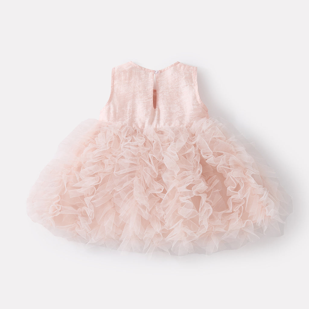 Bow Backless Dress, Baby Girl Cool Sweet Princess Mesh Puff Skirt