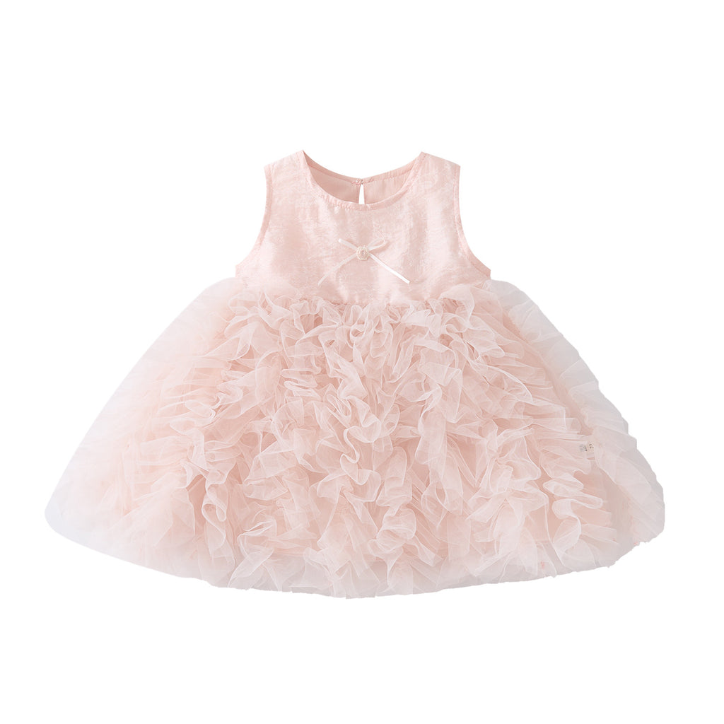 Bow Backless Dress, Baby Girl Cool Sweet Princess Mesh Puff Skirt