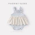 Lightweight Knit Sleeveless Romper Baby Stylish Versatile Sweet Patchwork Strap Bodysuit