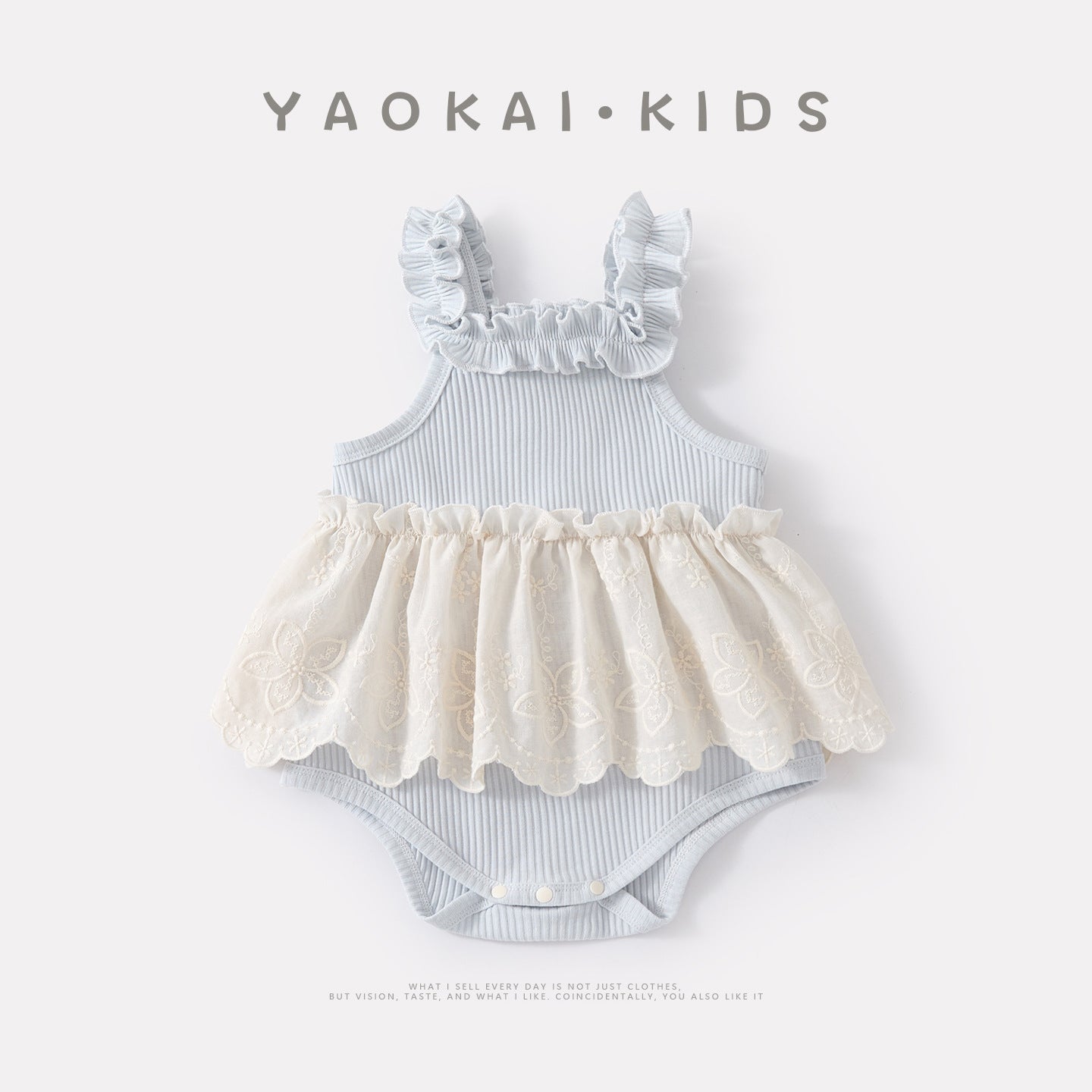 Lightweight Knit Sleeveless Romper Baby Stylish Versatile Sweet Patchwork Strap Bodysuit