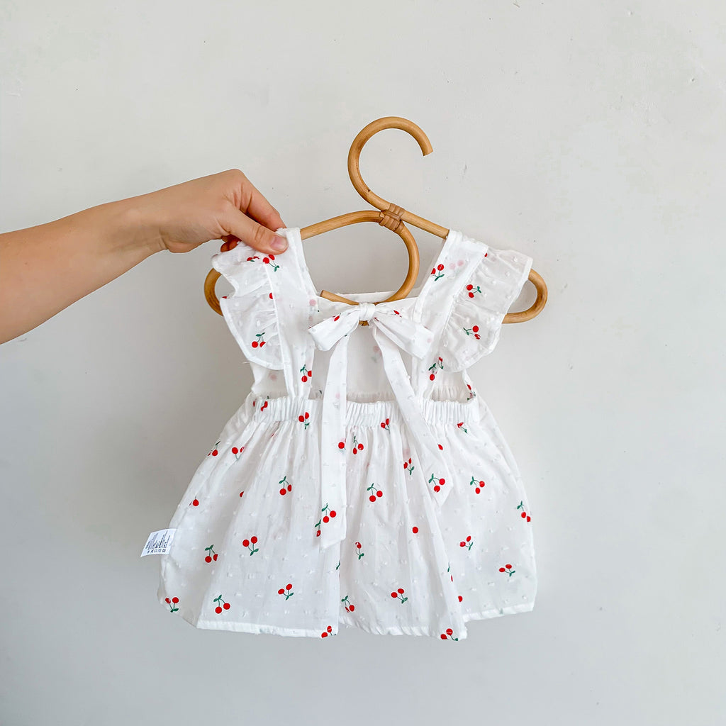 Summer Lightweight Baby Girl Clothes, Newborn Summer Outfit, Romper, Crawling Suit, Princess Bodysuit, Cherry Dress