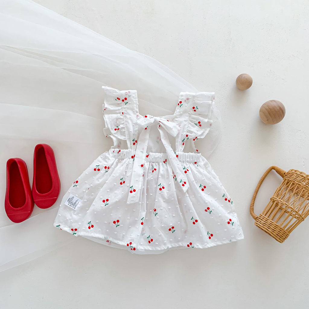 Summer Lightweight Baby Girl Clothes, Newborn Summer Outfit, Romper, Crawling Suit, Princess Bodysuit, Cherry Dress
