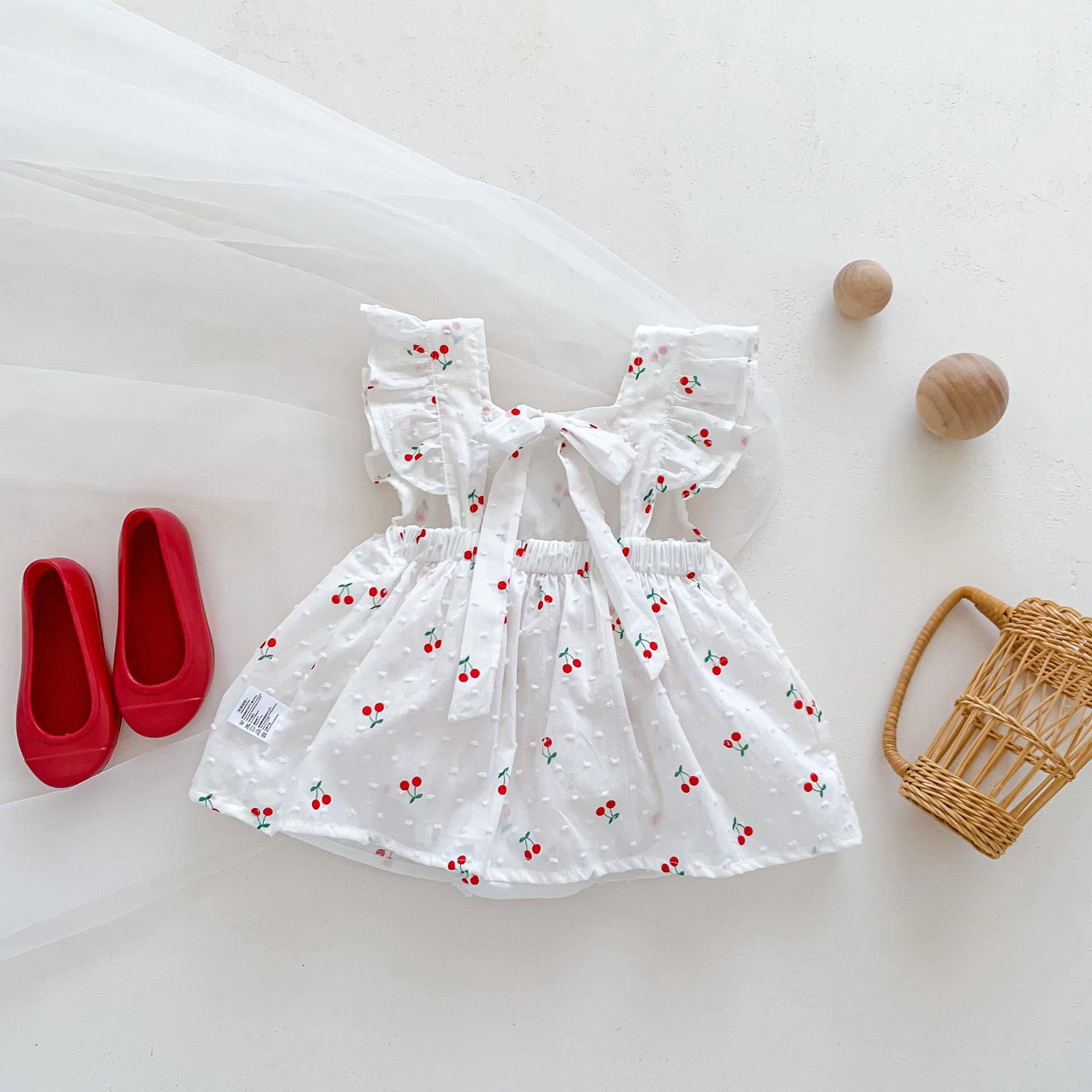 Summer Lightweight Baby Girl Clothes, Newborn Summer Outfit, Romper, Crawling Suit, Princess Bodysuit, Cherry Dress