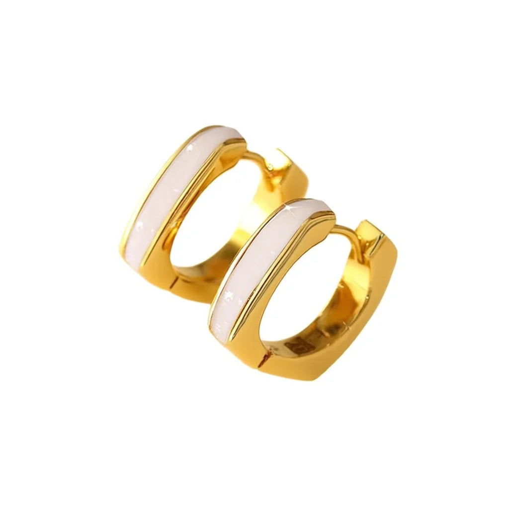 E4766 Huggie Earrings Gold Plated Zinc Alloy Red Main Stone Classic Unisex Fashion Jewelry