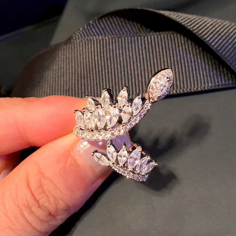 T0052 Diamond Ring Marquise Cut Natural Wedding Romantic Women's Jewelry