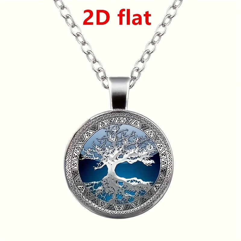 2D Flat, 2D Flat Fashion Charms Celtic Tree of Life Glass Alloy Cabochon Necklace & Earrings & Bangle Set(Totally 4pcs) Jewelry