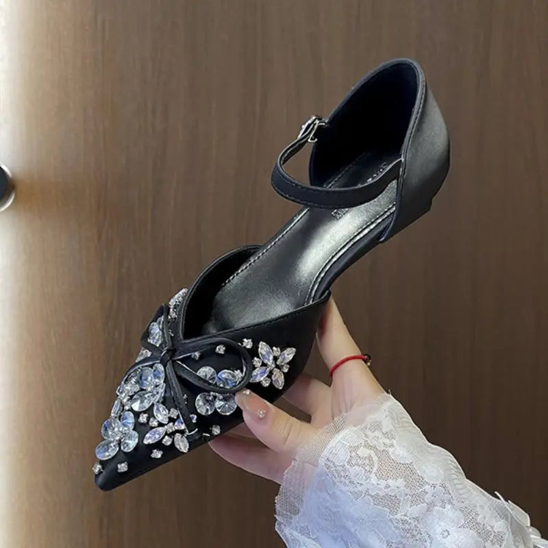 Chaussures Pour Femmes Plat Factory Wholesale High Quality Sandalia Rhinestone Fashion Flat Sandals for Women and Ladies.