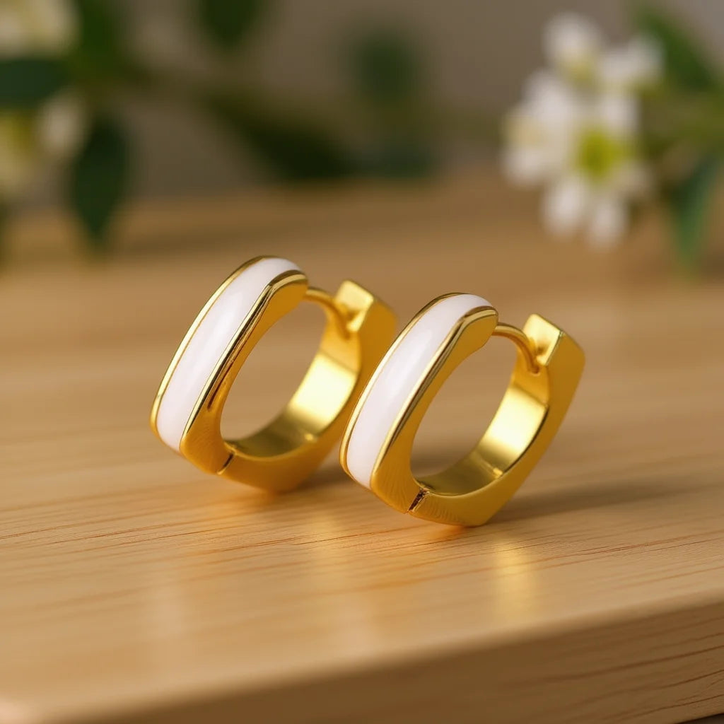 E4766 Huggie Earrings Gold Plated Zinc Alloy Red Main Stone Classic Unisex Fashion Jewelry