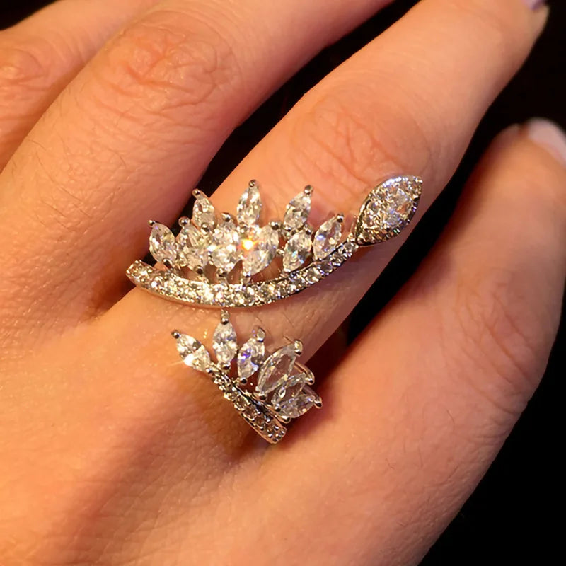 T0052 Diamond Ring Marquise Cut Natural Wedding Romantic Women's Jewelry