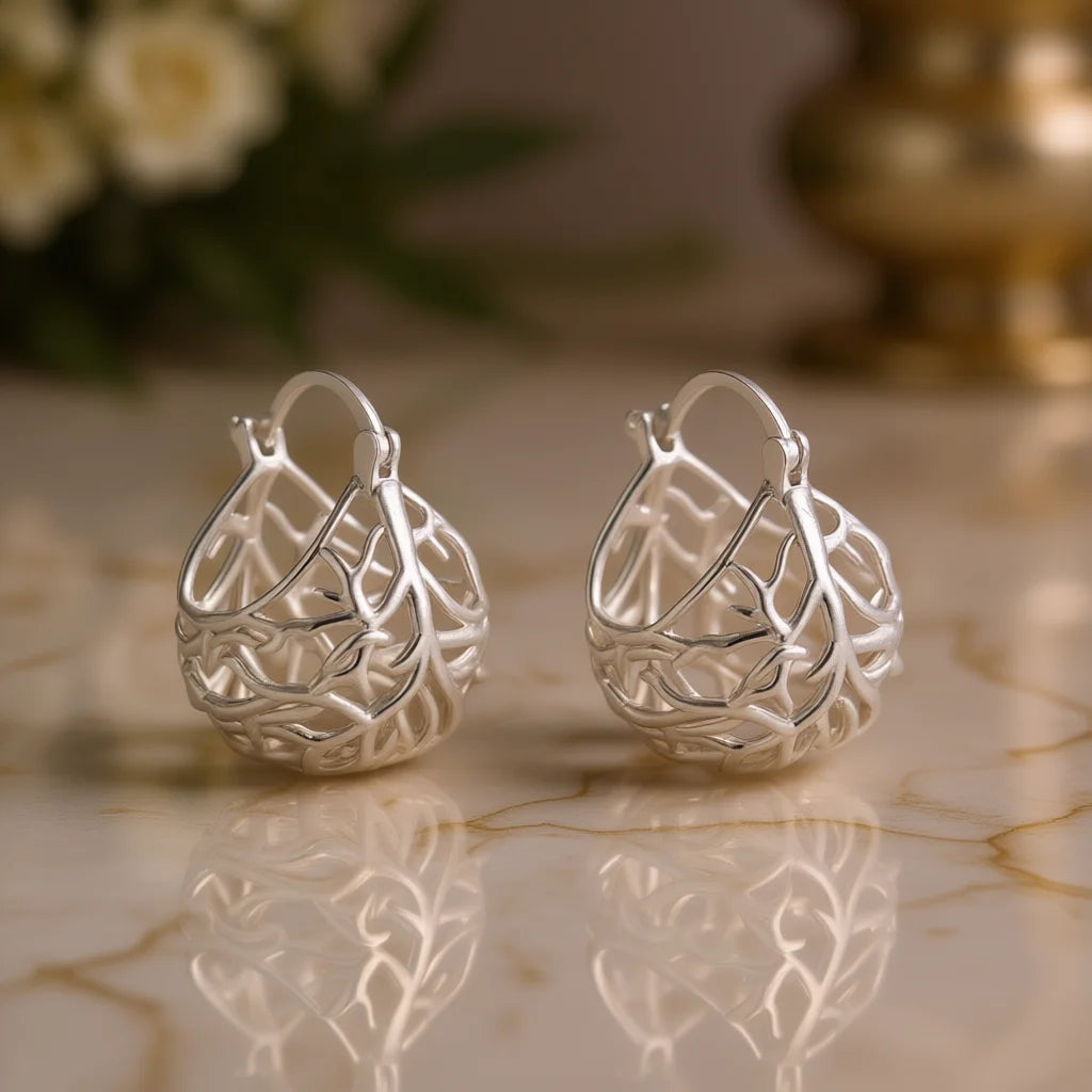E3117 White Gold Hoop Earrings Women's Luxury Fine Jewelry Earrings