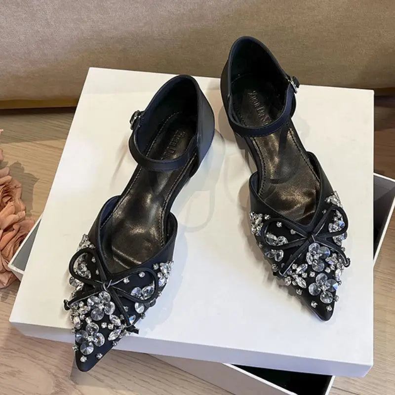 Chaussures Pour Femmes Plat Factory Wholesale High Quality Sandalia Rhinestone Fashion Flat Sandals for Women and Ladies.