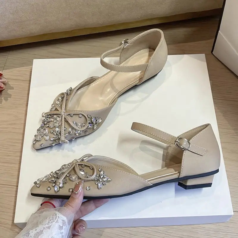 Chaussures Pour Femmes Plat Factory Wholesale High Quality Sandalia Rhinestone Fashion Flat Sandals for Women and Ladies.