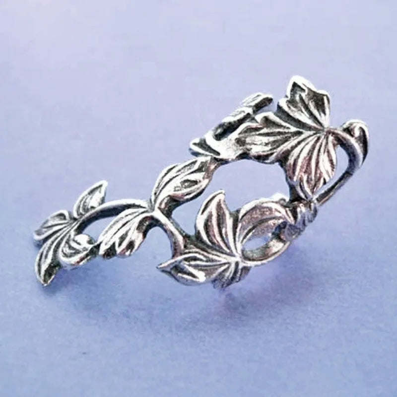 1 Pair Women's Antique Silver Color Spring Leaf Ear Cuff Cartilage Earrings Unique Ear Clip Flower Handmade Jewelry Bride