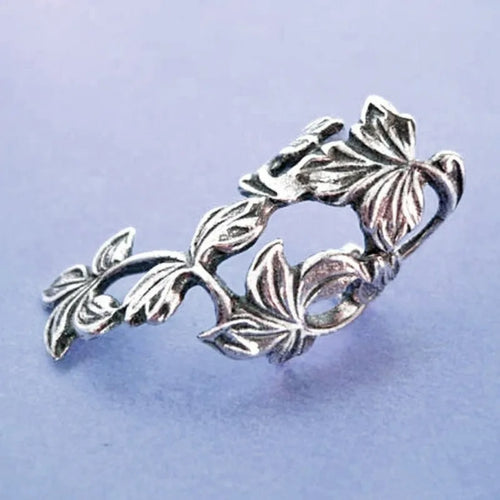 1 Pair Women's Antique Silver Color Spring Leaf Ear Cuff Cartilage Earrings Unique Ear Clip Flower Handmade Jewelry Bride