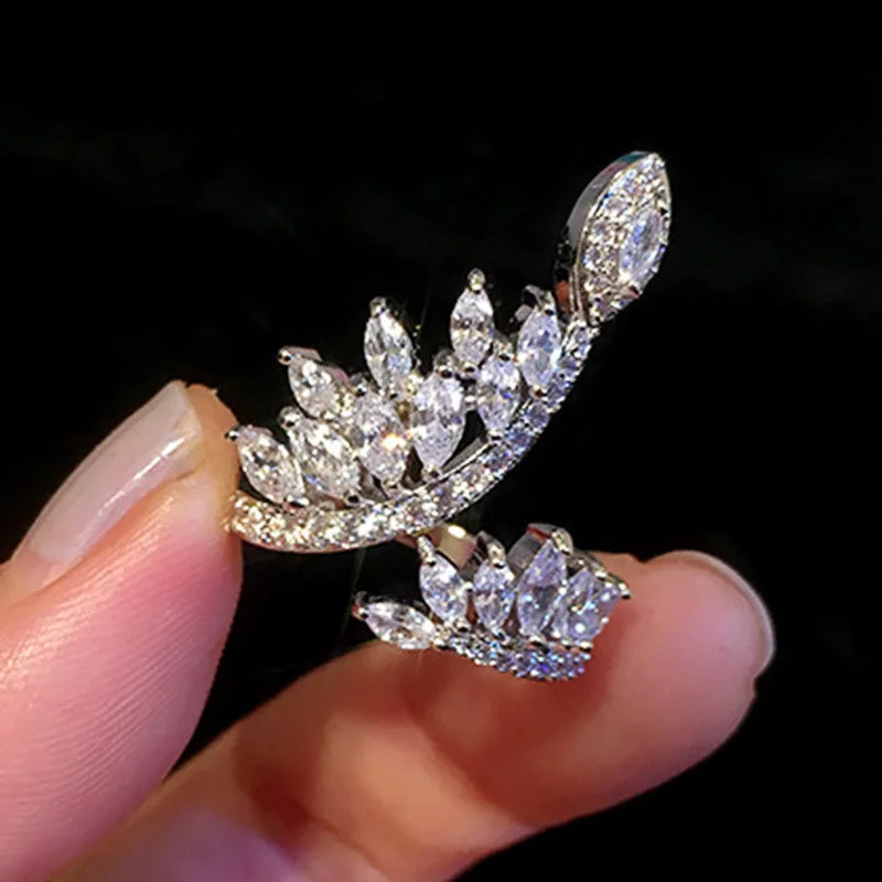 T0052 Diamond Ring Marquise Cut Natural Wedding Romantic Women's Jewelry