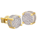 USA 14K Golden Plated 925 Sterling Silver 5A+ Cubic Zirconia Cluster Round Stud Earrings Men Women Jewelry Gift Aretes De Hombre