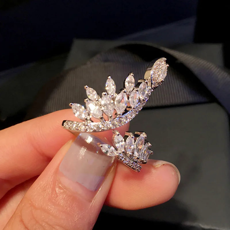 T0052 Diamond Ring Marquise Cut Natural Wedding Romantic Women's Jewelry