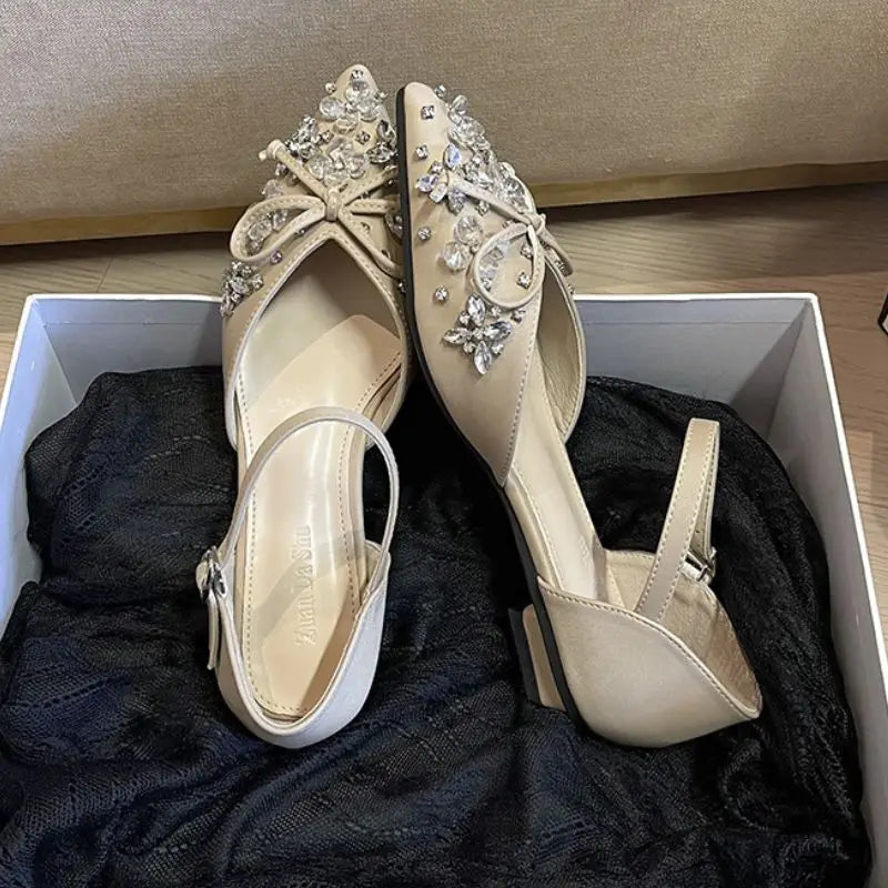 Chaussures Pour Femmes Plat Factory Wholesale High Quality Sandalia Rhinestone Fashion Flat Sandals for Women and Ladies.