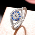 Q135 Silver Ring With Sapphire And Diamond Eye Design Unisex Gift Jewelry