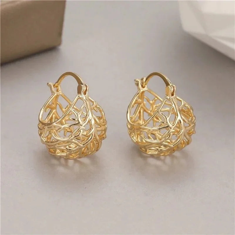 E3117 White Gold Hoop Earrings Women's Luxury Fine Jewelry Earrings