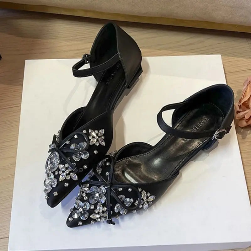 Chaussures Pour Femmes Plat Factory Wholesale High Quality Sandalia Rhinestone Fashion Flat Sandals for Women and Ladies.