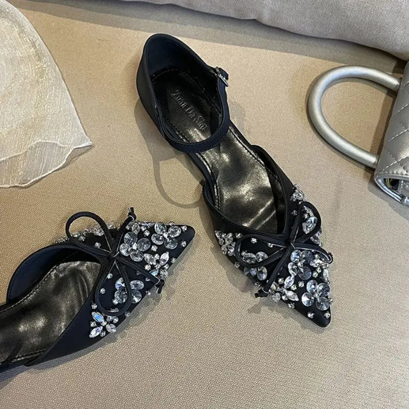 Chaussures Pour Femmes Plat Factory Wholesale High Quality Sandalia Rhinestone Fashion Flat Sandals for Women and Ladies.
