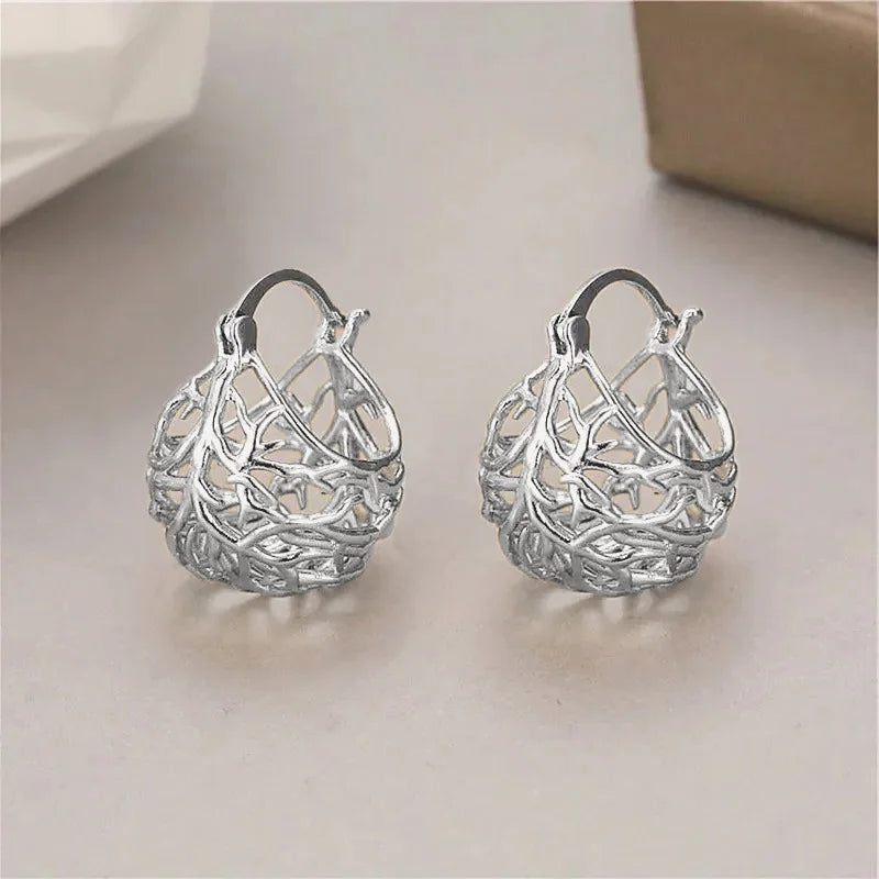 E3117 White Gold Hoop Earrings Women's Luxury Fine Jewelry Earrings