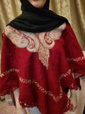 Red Kashmiri Hand Embroidered Poncho