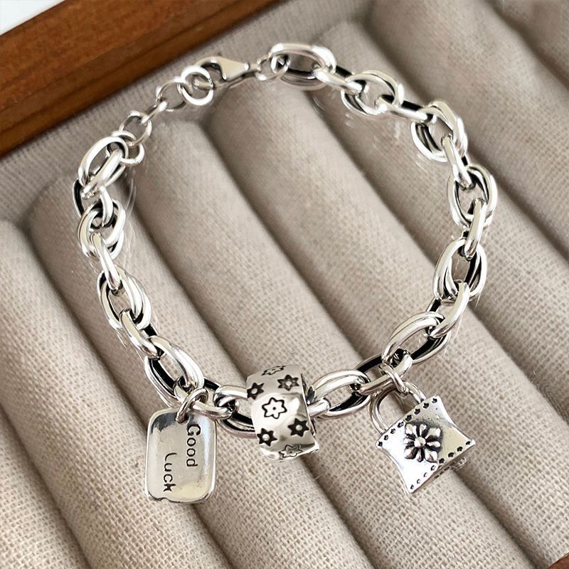 Six-pointed Star Old 925 Sterling Silver Bracelet Women's Autumn and Winter 2025 New Ins Niche Design Cold Style Couple Bracelet Rumanglobalcraft