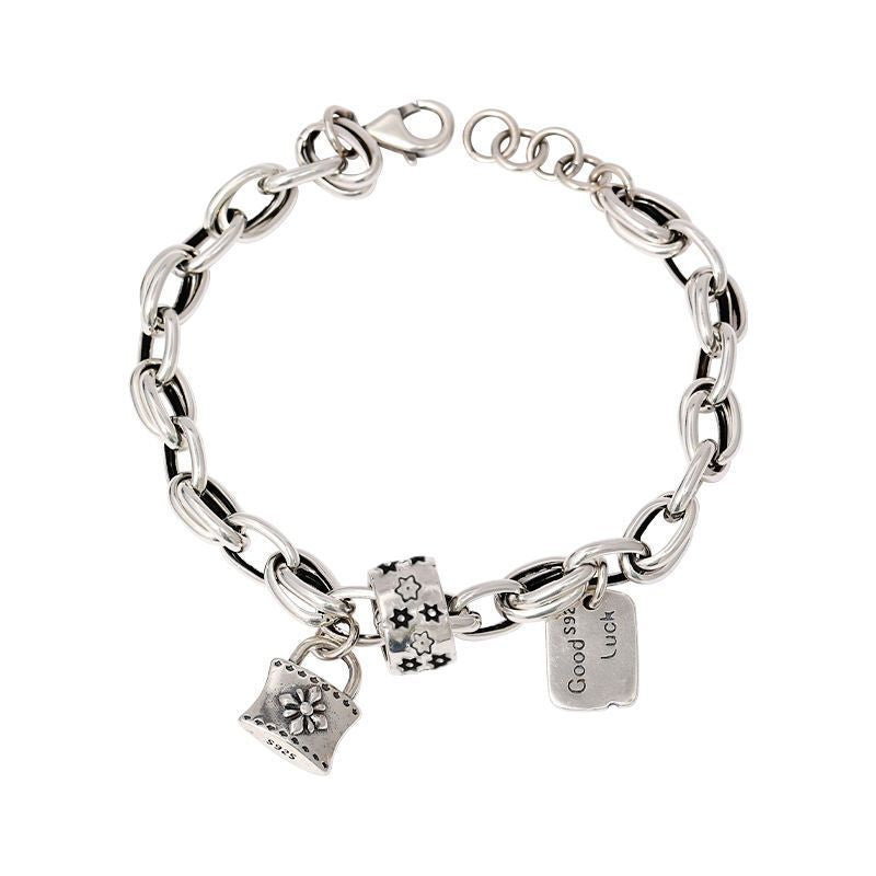 Six-pointed Star Old 925 Sterling Silver Bracelet Women's Autumn and Winter 2025 New Ins Niche Design Cold Style Couple Bracelet Rumanglobalcraft