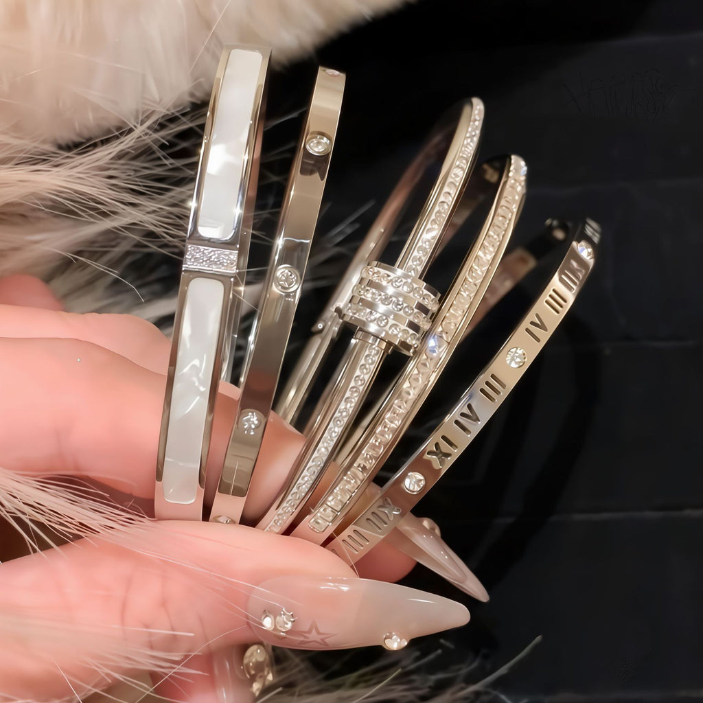 Titanium Steel Bracelet Does Not Fade Stars Silver Bracelet Girls Versatile High-end Fashion Diamond Stainless Steel Bracelet