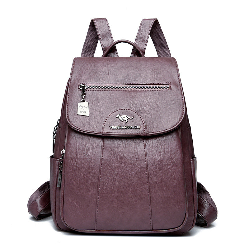 New Women's Backpack Large Capacity Soft Leather Travel Bag Fashion Student Anti-theft Imitation Sheepskin Backpack