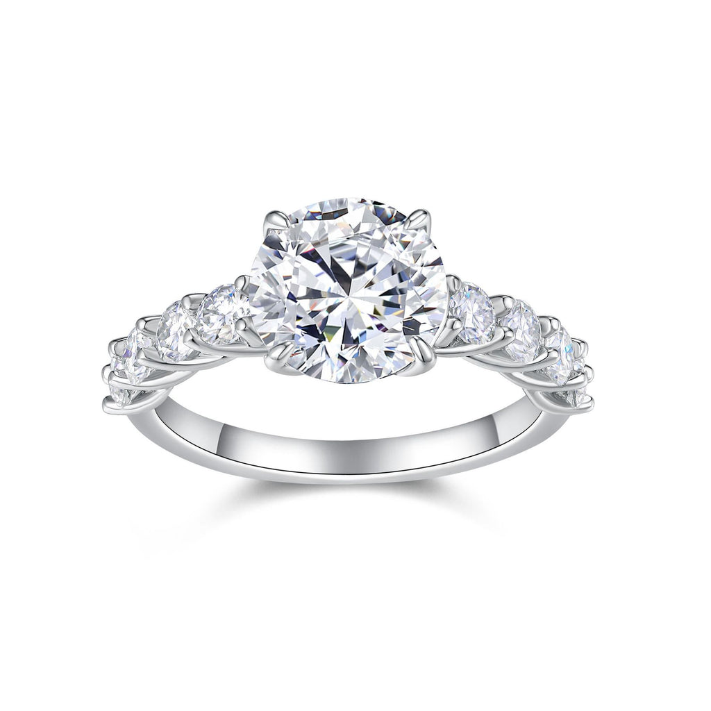 Cross-Border Full Moissanite Women's Fashion Ring S925 Sterling Silver D Color Moissanite Handmade Electroplated 18K Ring